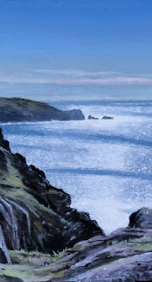 Seascape 48 - Rocky Coast near Sennen, West Cornwall. by Russell Aisthorpe