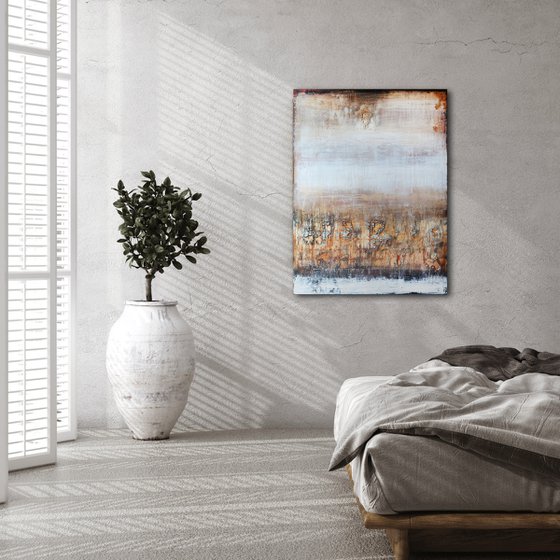 SANDSTORM - 110 X 80 CMS - ABSTRACT PAINTING TEXTURED * PASTEL COLORS