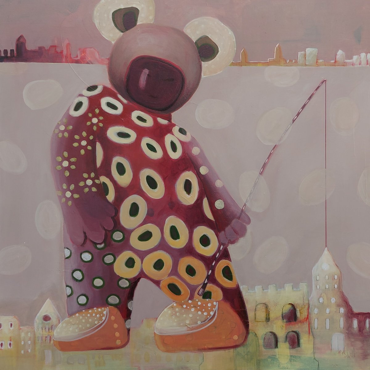 Impressionistic Portrait Acrylic Painting By Gitti Gv, 20 X 20, The Builder, Original Artwork