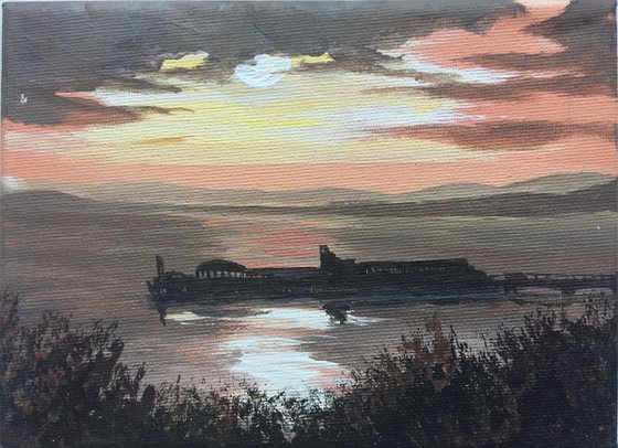 Dusk over Bournemouth Pier on a mini canvas