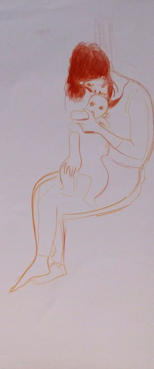 Maternity, sketch for a painting #4, 32x50 cm by Frederic Belaubre