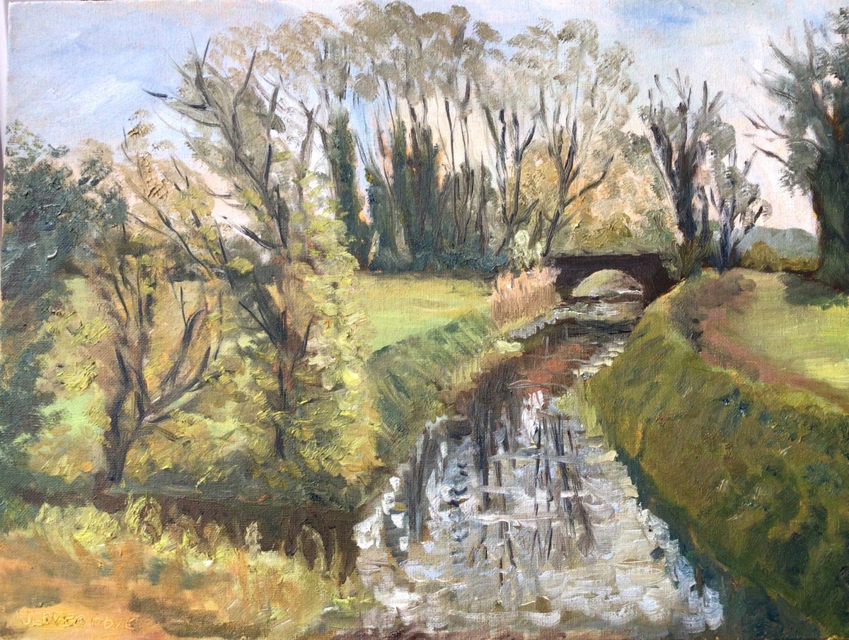 River Wantsum near Sarre Kent An original oil painting on canvas board. by Julian Lovegrove Art