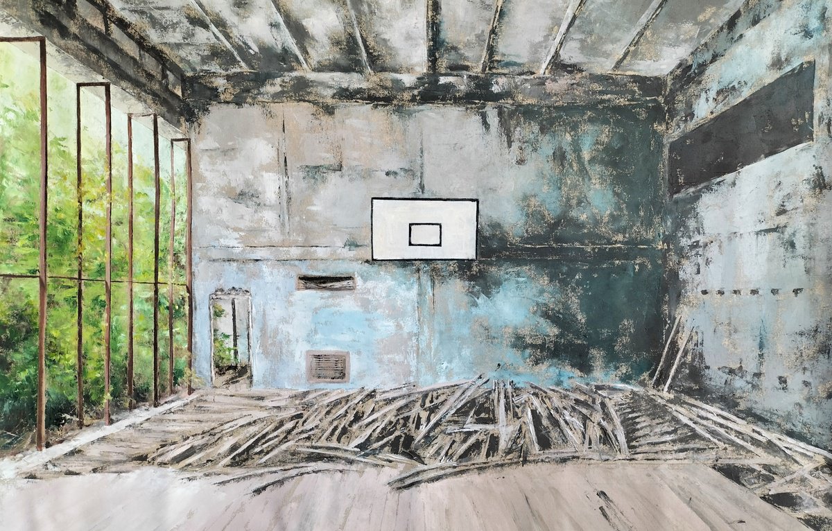 Photorealistic Cityscapes Oil Painting By Laura Chilivani, 35 X 24", Vecchia Palestra, Original Artwork