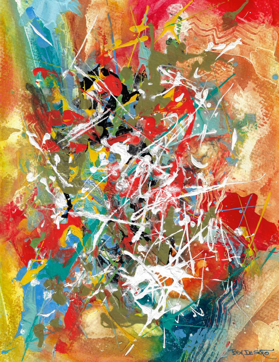 Abstract Acrylic Painting By Ben De Soto, 10 X 13, Abstract Q2, Original Artwork