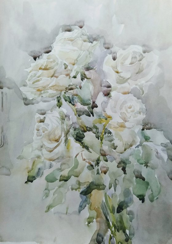 Roses. Original watercolour painting.