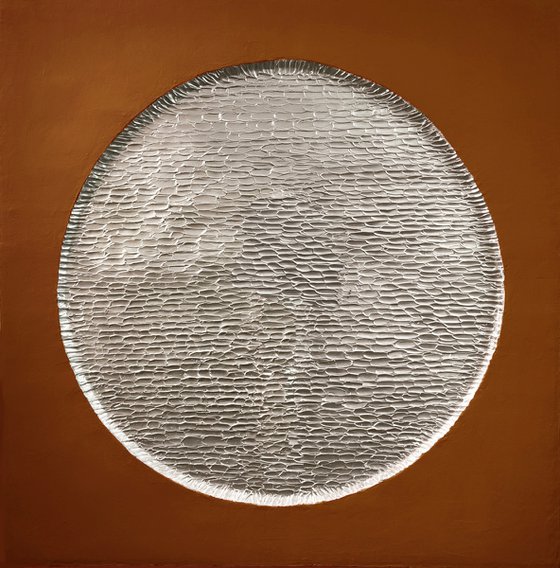 "Copper Mars" Copper silver textured art