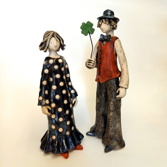 The Romantic Couple, ceramic sculpture by Izabell Nemechek