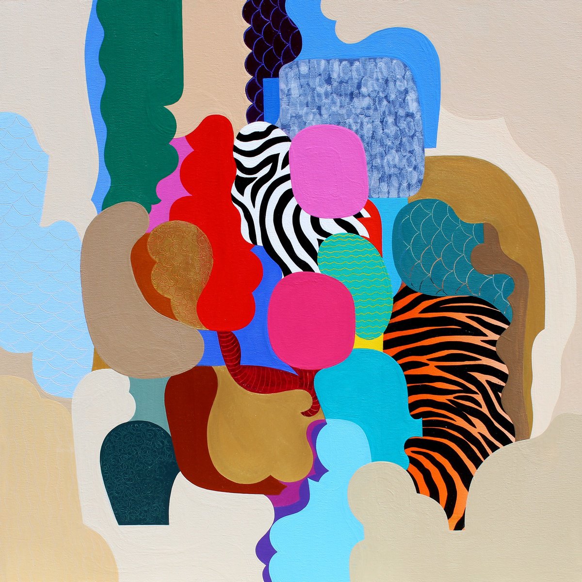 Abstract Acrylic Painting By Martina Boycheva, 31 X 31", Savanna Spirit, Original Artwork