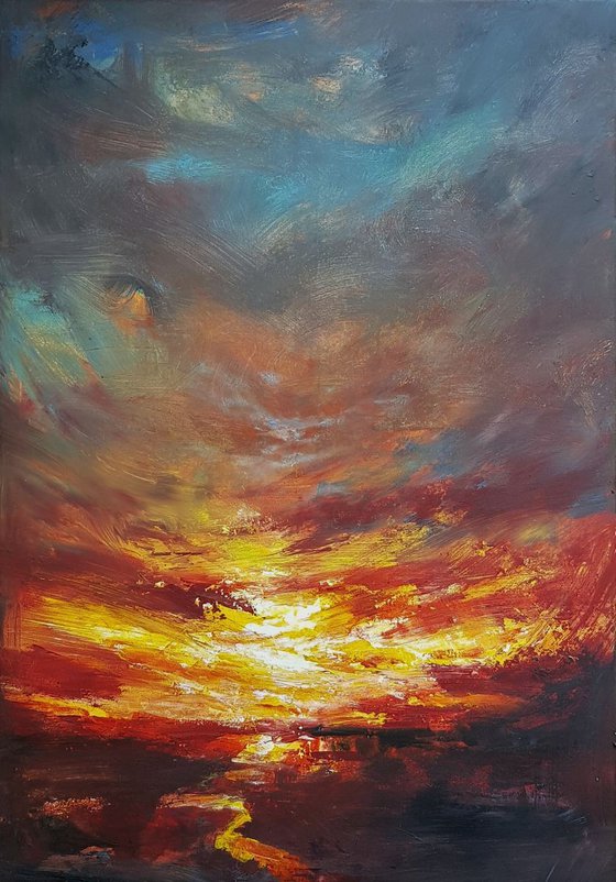 "Burning river" Large 70x100cm.....SPECIAL PRICE!!! ....