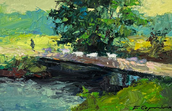 White Goats Over the River