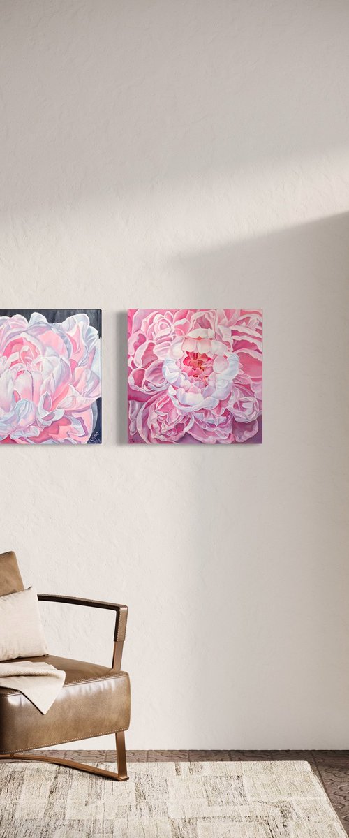 Diptych Peonies by Olga Volna