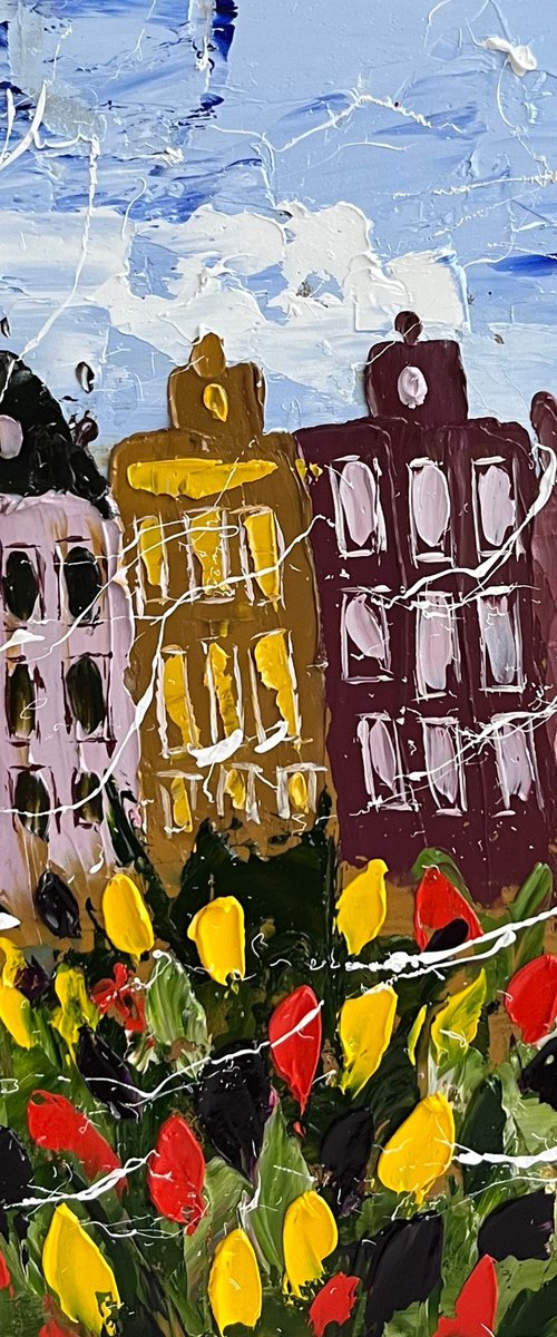 Amsterdam Tulips Painting by Halyna Kirichenko