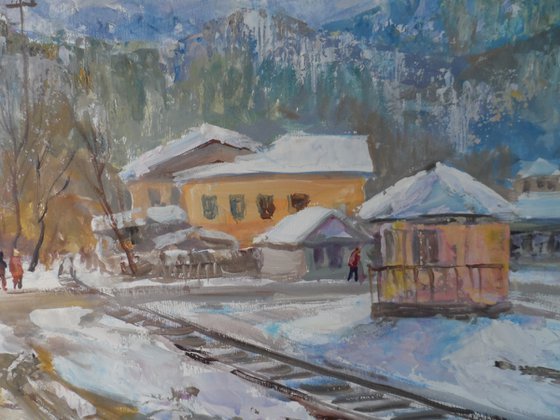 Winter in village