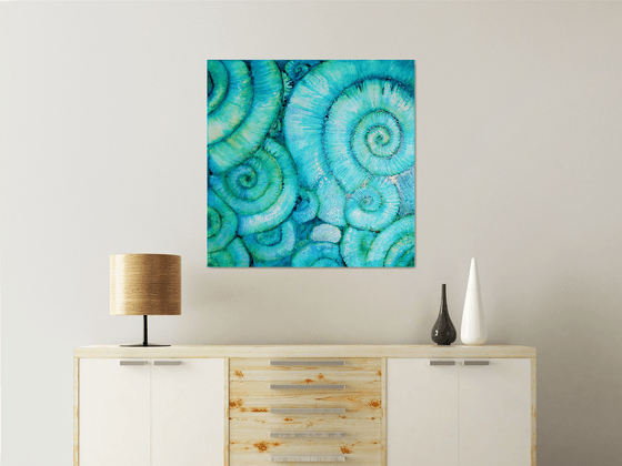 Ammonoidea   ( Ammonites textured fossil artwork, ready to hang)