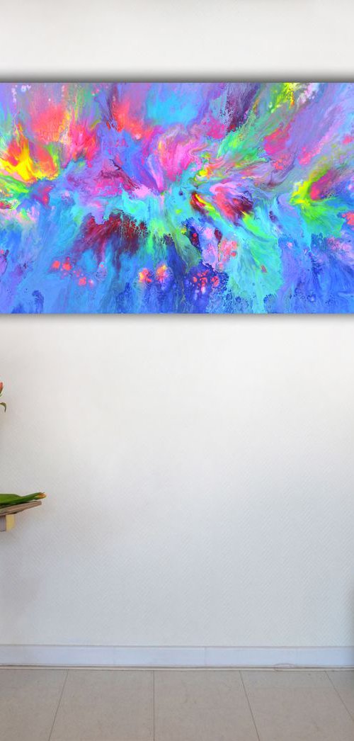 Happy Harmony VIII - 150x60 cm - Big Painting XXXL - Large Abstract, Supersized Painting - Ready to Hang, Hotel Wall Decor by Soos Tiberiu