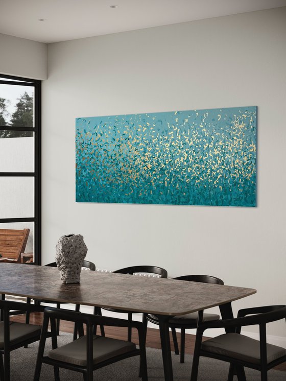 Turquoise Sea - 78" x 33" acrylic on canvas