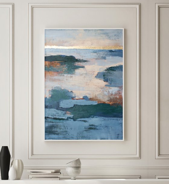 "Estuary" Blue abstract nature acrylic art
