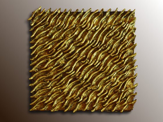 Gold Texture #S5 | Golden Leaf Wall Sculptures Set of 3