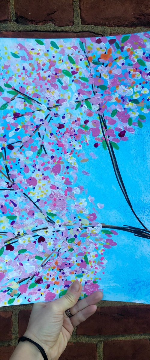 Cherry Blossoms 3 - abstract pink flowers by Elena Renaudiere