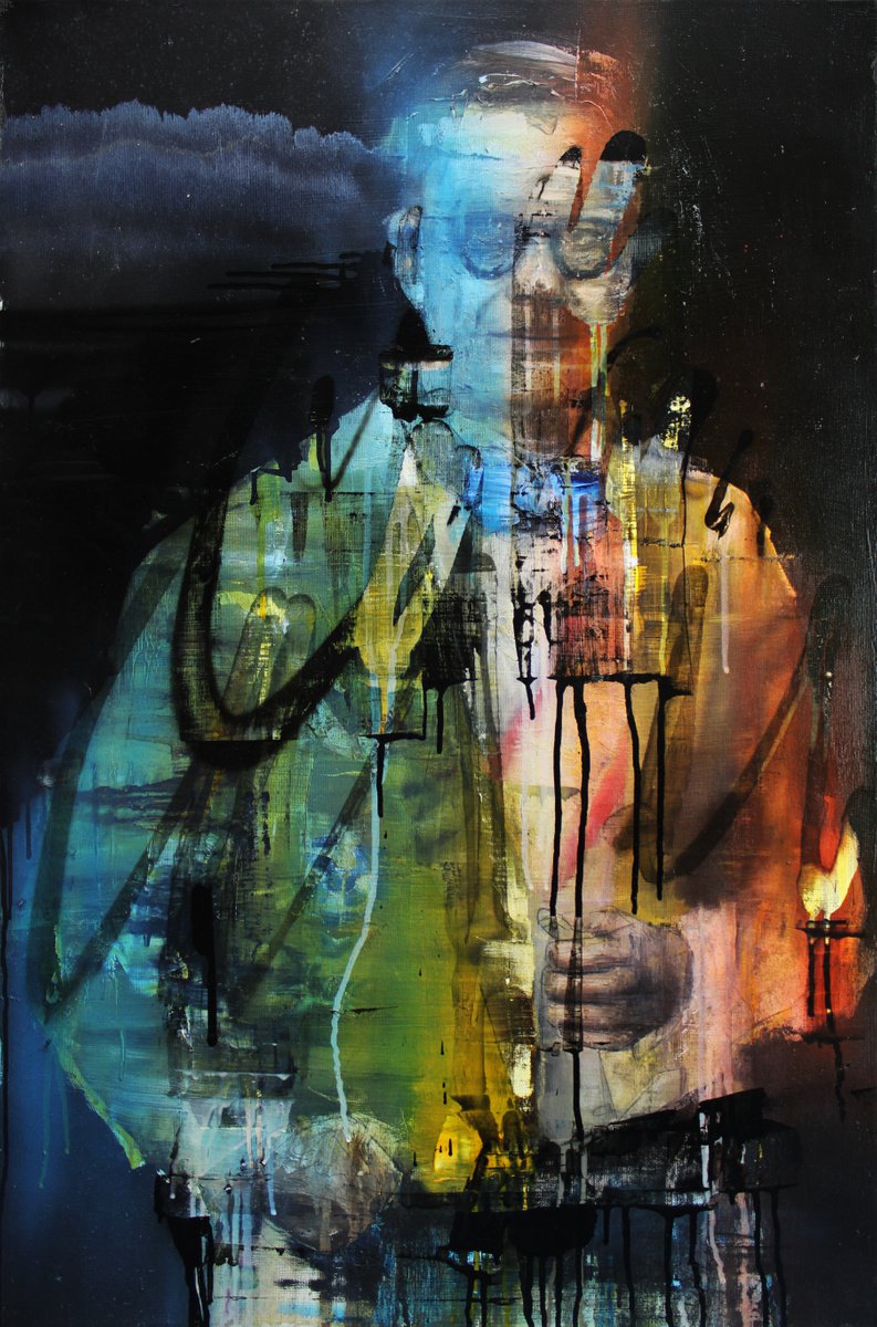 Expressive Portrait Oil Painting By Milos Hronec, 26 X 39", Prince, Original Artwork