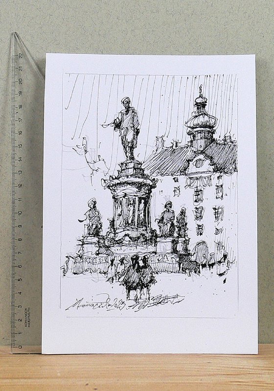 Vienna, ink drawing art.