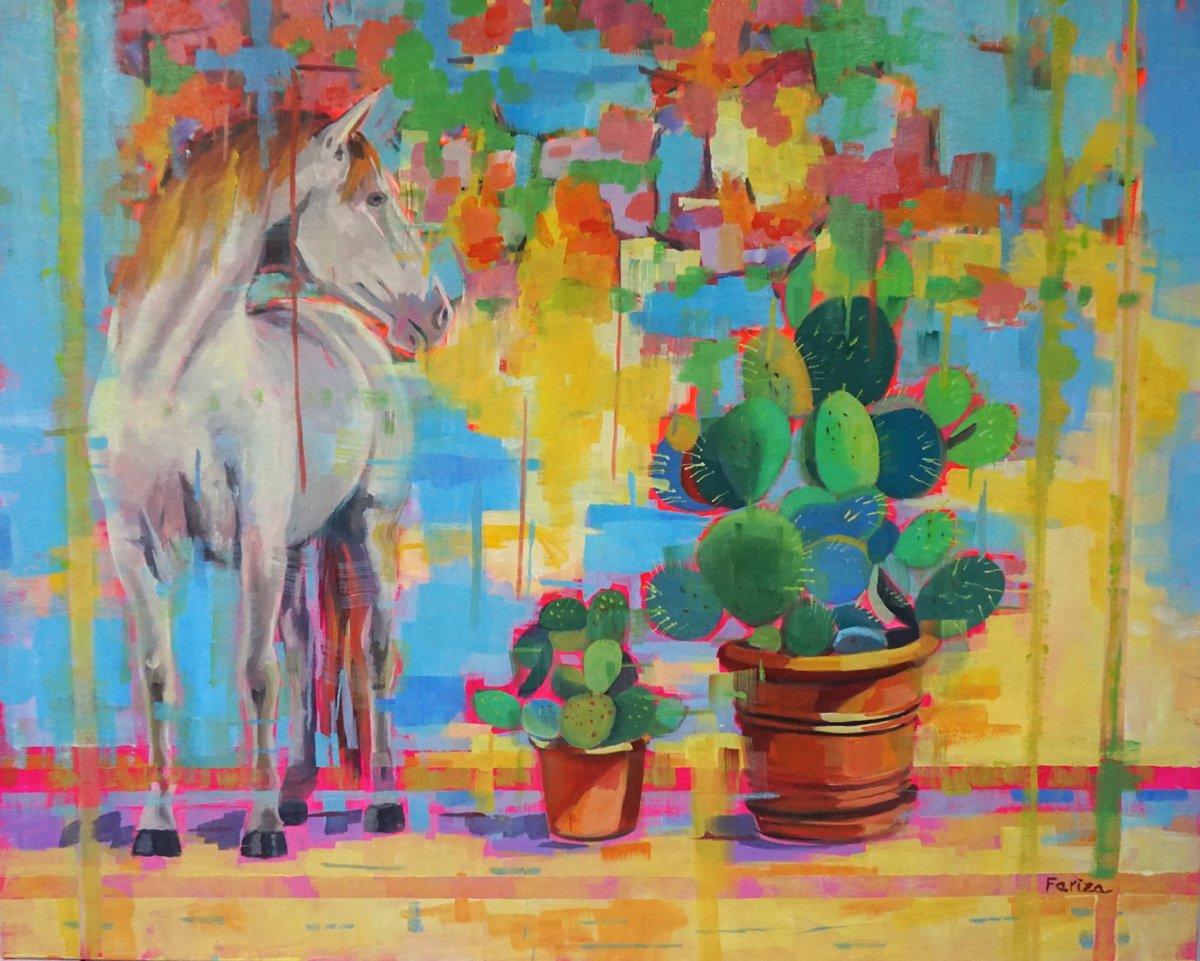 Impressionistic Animal Oil Painting By Amaya Fernandez Fariza, 36 X 29, In A Remote Place, Original Artwork