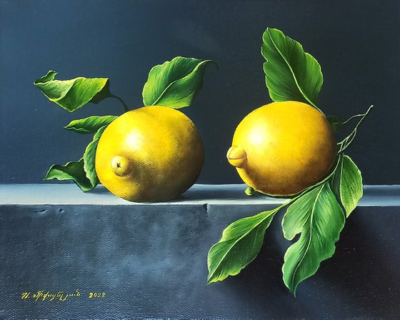 Still life - lemons (24x30cm, oil painting, ready to hang)