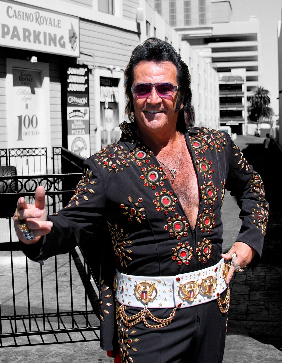 Expressive Portrait Photograph By William Dey, 18 X 22", Almost Elvis Las Vegas Nv, Original Artwork