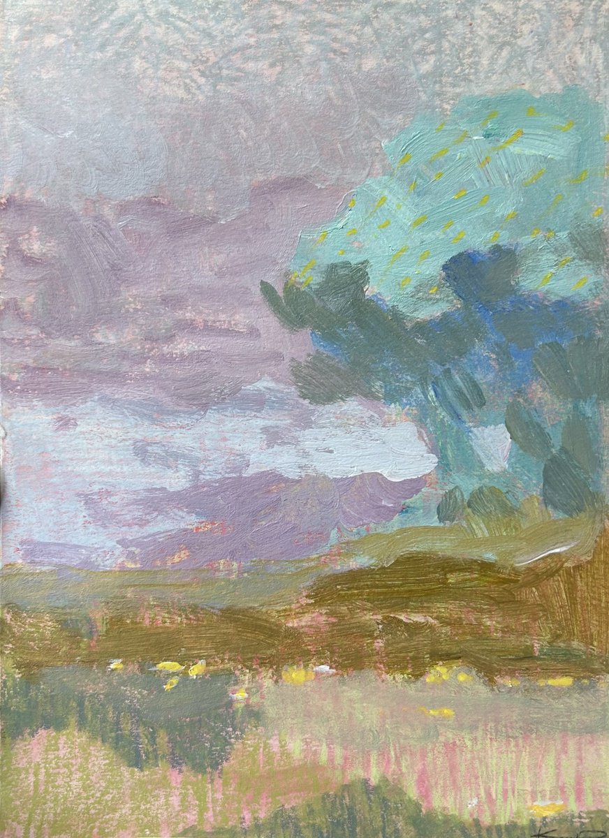 Expressive Landscape Pastel Drawing By Kimberley Day, 6 X 8", Purbeck Study - Arne, Original Artwork