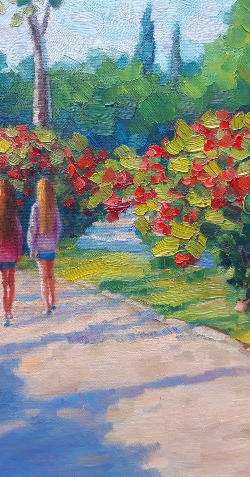 Telling stories on a beautiful summer evening by Irena Heinz
