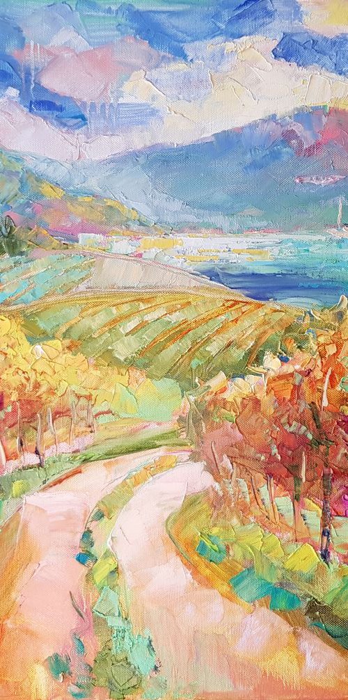 Vineyards. The road to the sea by Mary Voloshyna