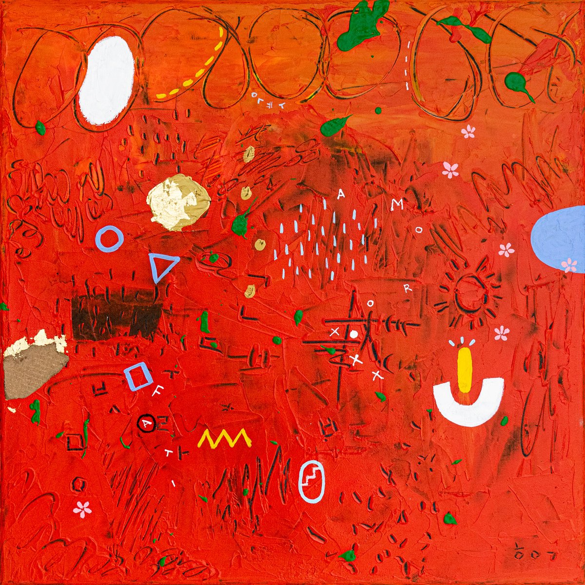 Abstract Acrylic Painting By Hyunah Kim, 21 X 21, Pretiosus Cadmii, Original Artwork