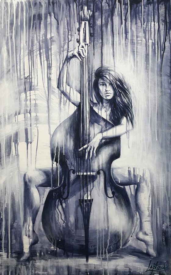 Acrylic Painting, nude art " Melody of rain ", large original artwork