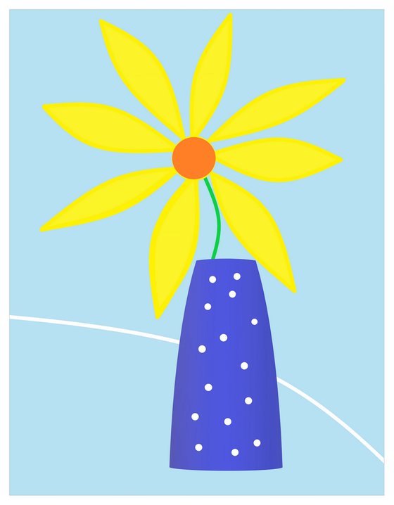 Bright yellow sun in a blue vase