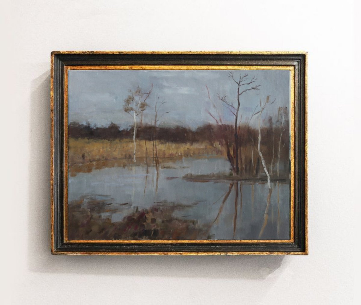 Impressionistic Landscape Oil Painting By Bohdan Dobrivskyi, 22 X 18, Flooding, Original Artwork