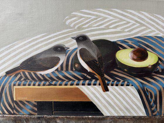 Birds and avocado