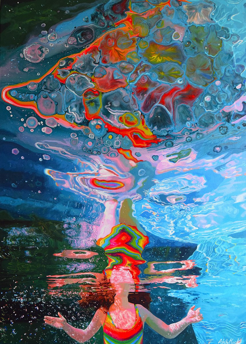 Summoning - Swimming Painting by Abi Whitlock