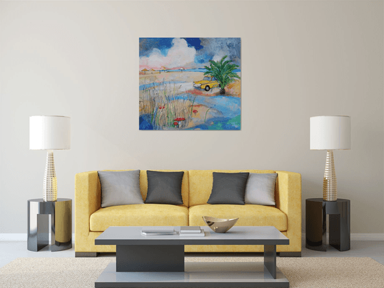 Сhecker. Mushrooms. Beach