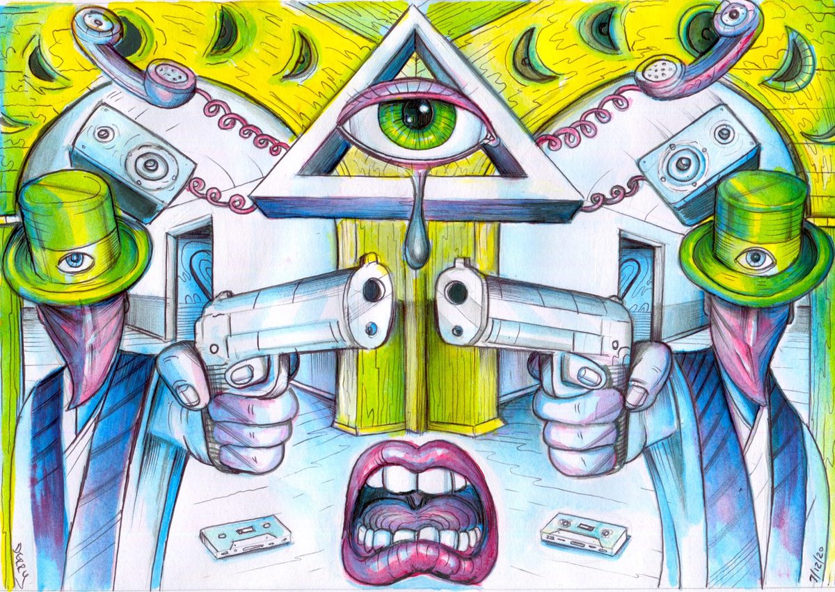 Surrealistic Portrait Drawing By Spencer John Derry, 12 X 8", Halls Of Knowing, Original Artwork