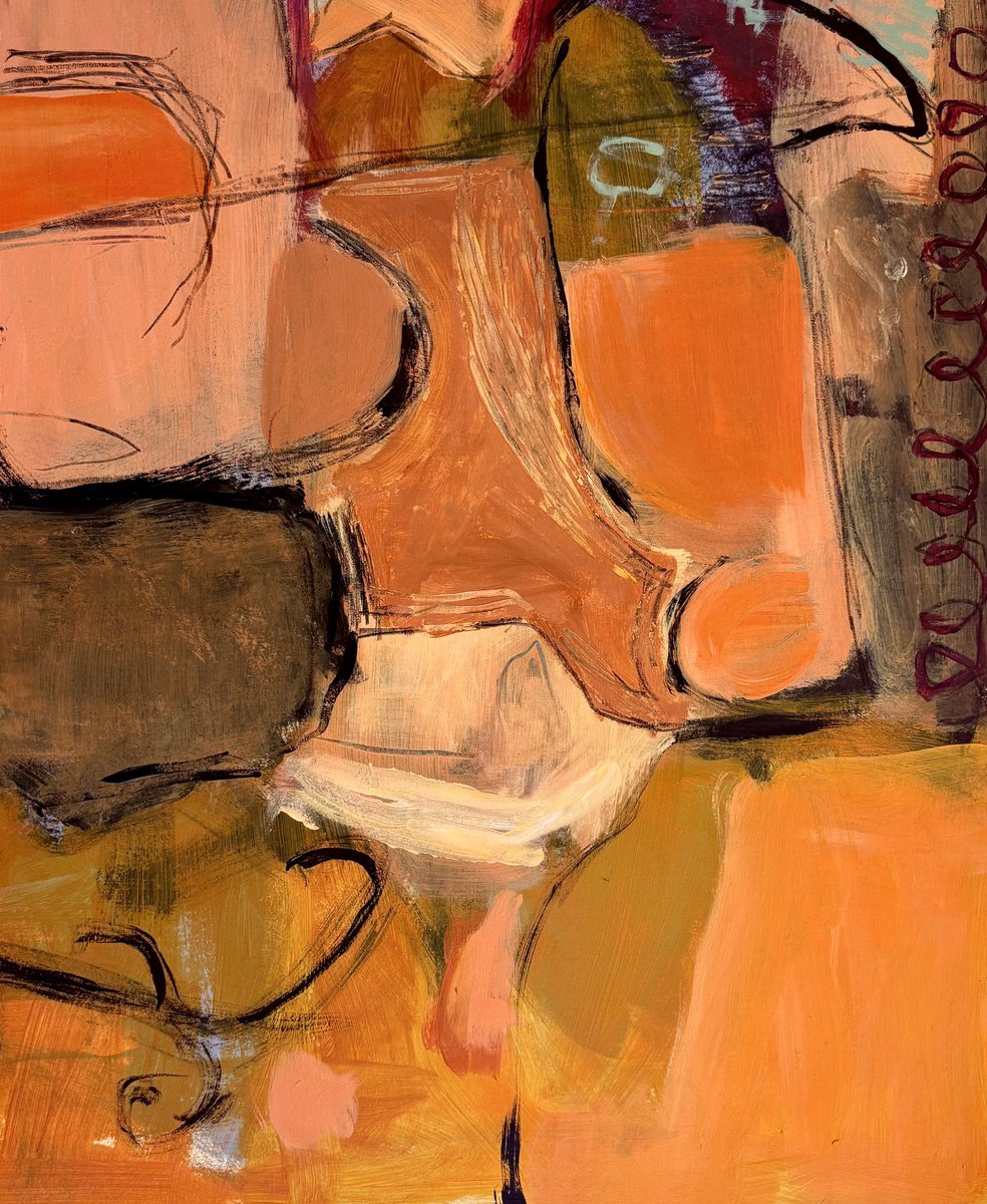 Organic Abstract Acrylic Painting By Marilyn Fox, 16 X 20", Autumnal Serenade I, Original Artwork