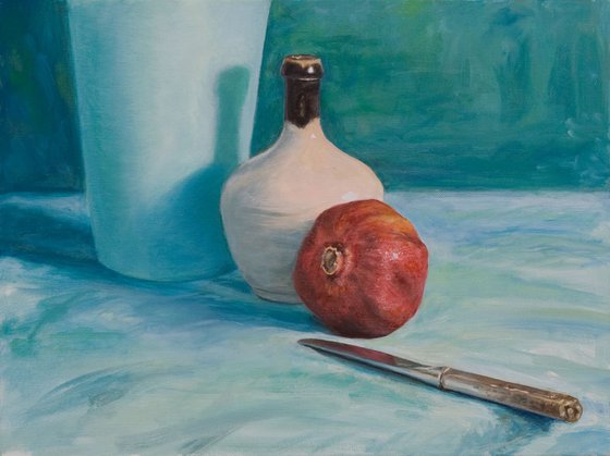 Pomegranate and knife