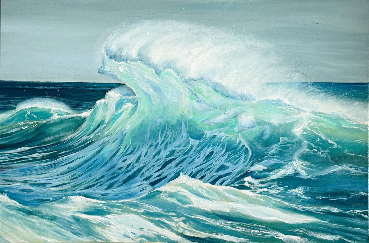 Photorealistic Oil Painting , - The Power Of The Ocean By Irina Ponna, 35 X 24, Artwork For Sale On Artfinder