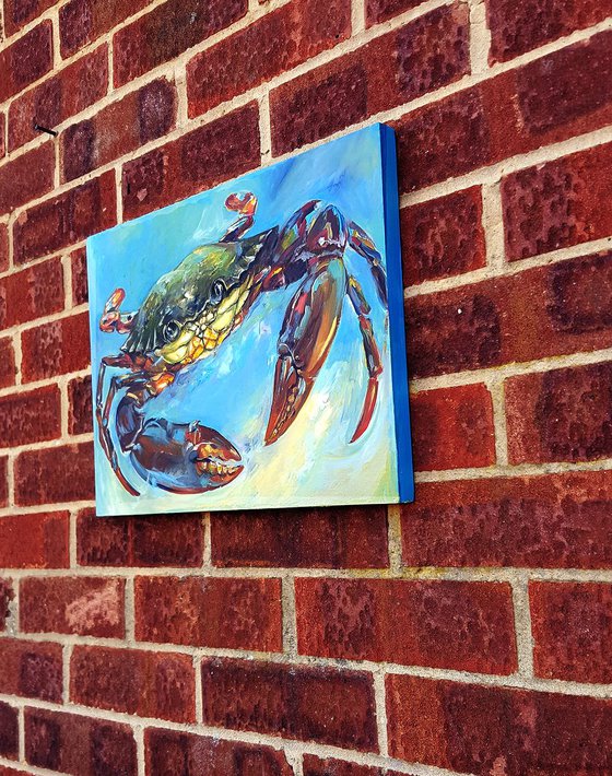 Green Crab Acrylic Painting By Arti Chauhan Artfinder