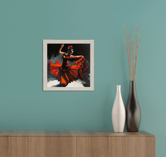 Flamenco in red motion