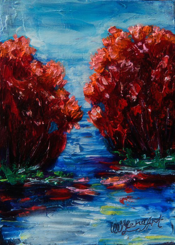 Red Trees (Palette Knife)