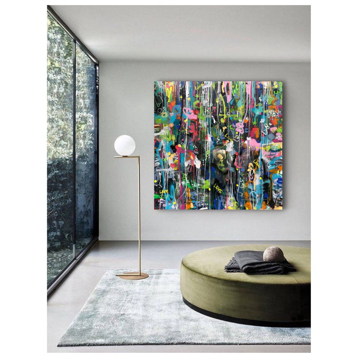 Expressive Abstract Painting By Maria Esmar, 67 X 67", Dance Like No One Is Watching, Original Artwork