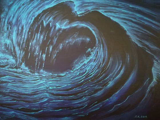 Wave. Original acrylic painting by Zoe Adams.
