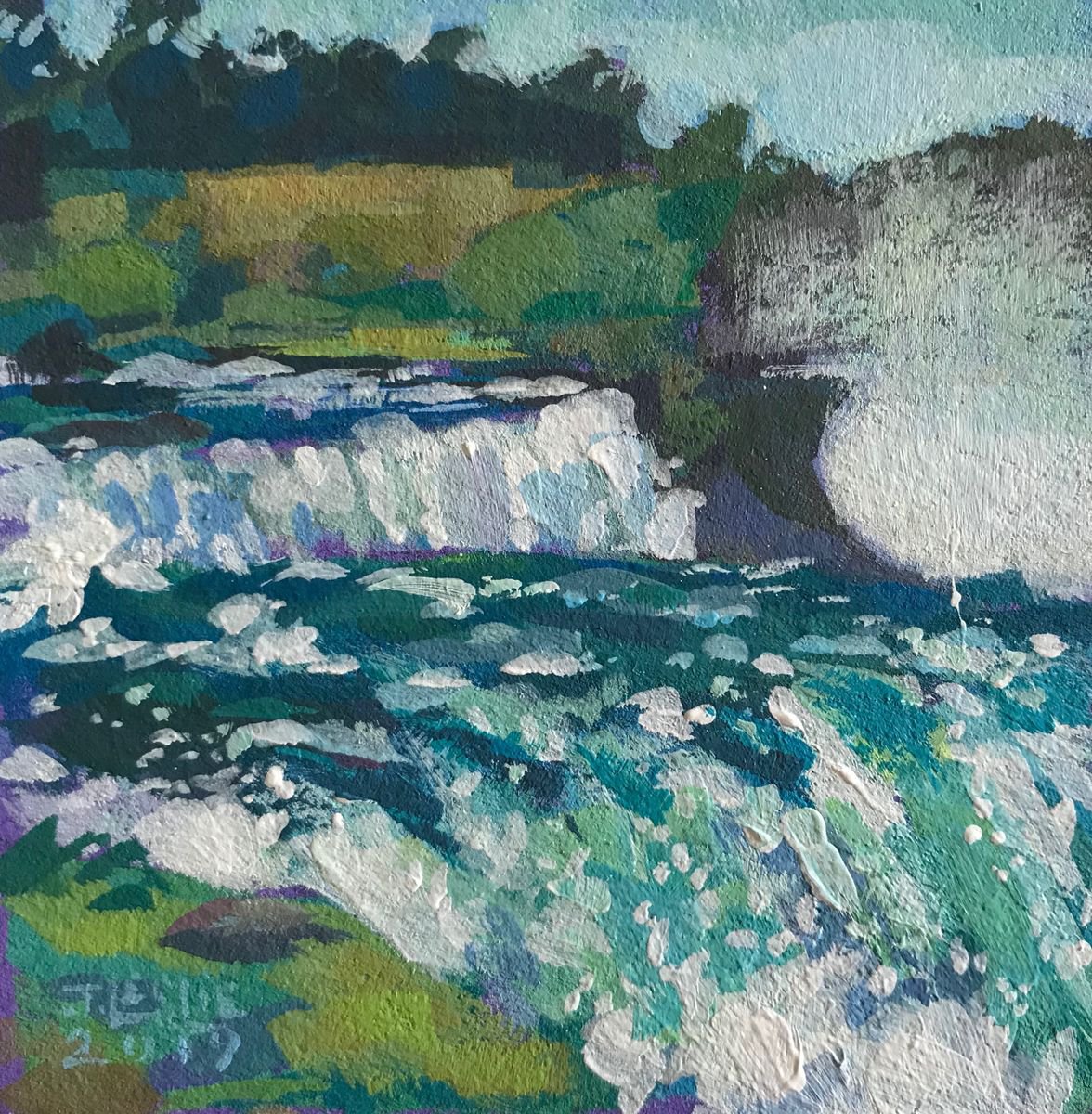 Impressionistic Painting , Niagara, Towards Bridal Veil Falls By Jimmy Leslie, 3 X 3, Artwork For Sale On Artfinder