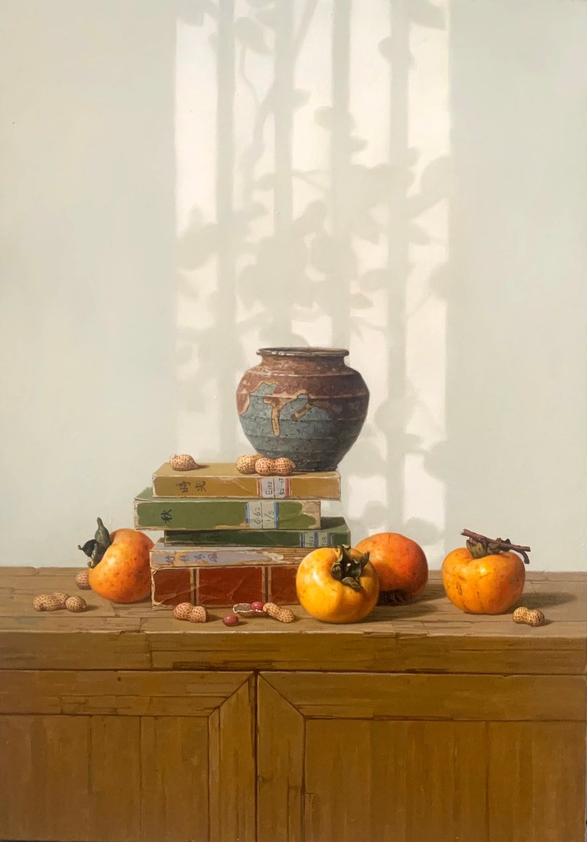 Photorealistic Still Life Oil Painting By Kunlong Wang, 28 X 39", Still Life C242, Original Artwork