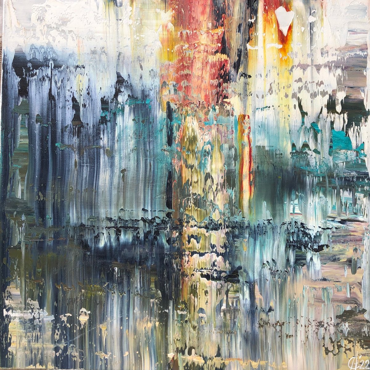 Abstract Oil Painting By Svitlana Andriichenko, 28 X 28", Breathing. A75, Original Artwork